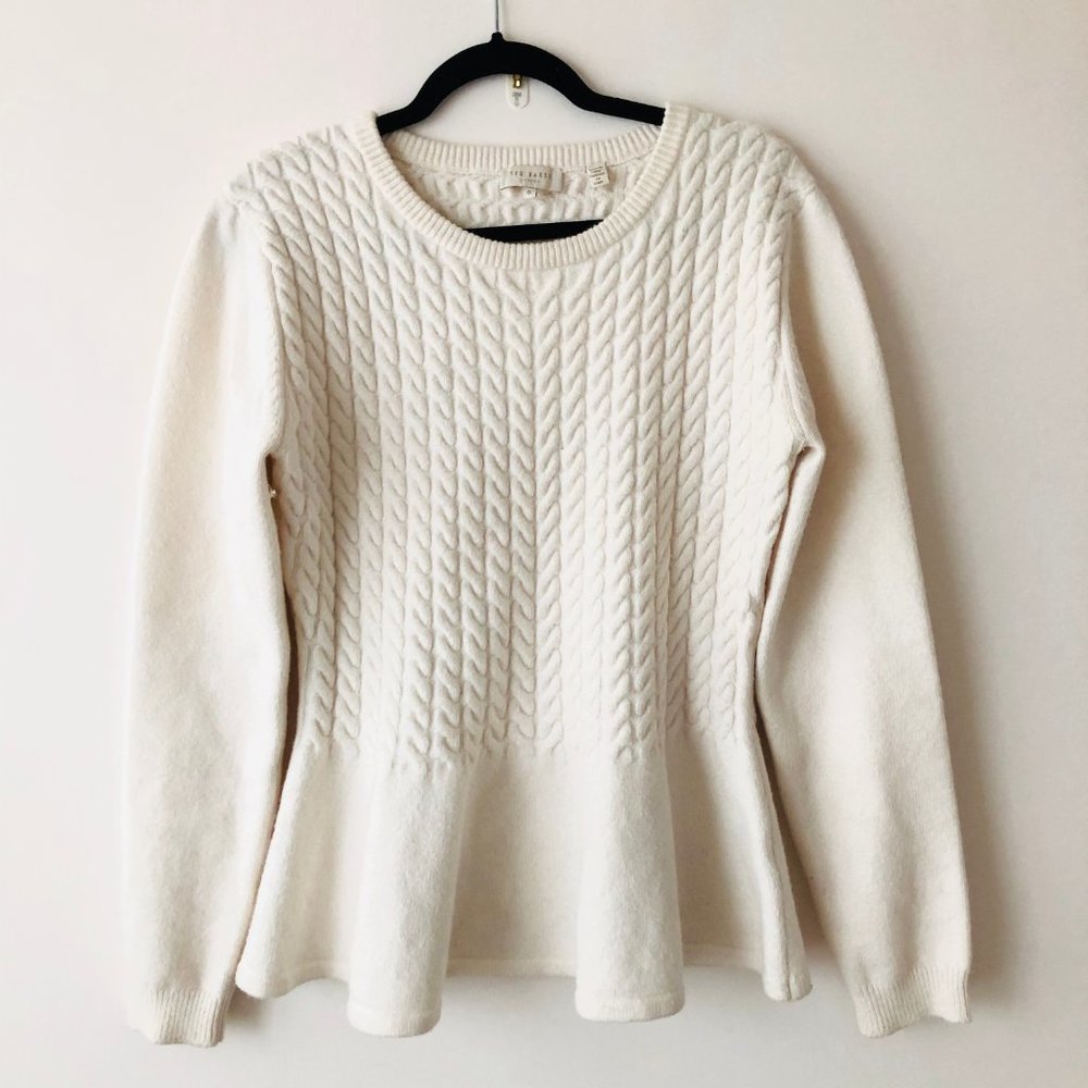 ⛔️SOLD Ted Baker London Mereda Cable Knit Peplum - Picture 2 of 5